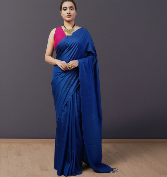 Royal Blue Bhagalpuri Silk saree