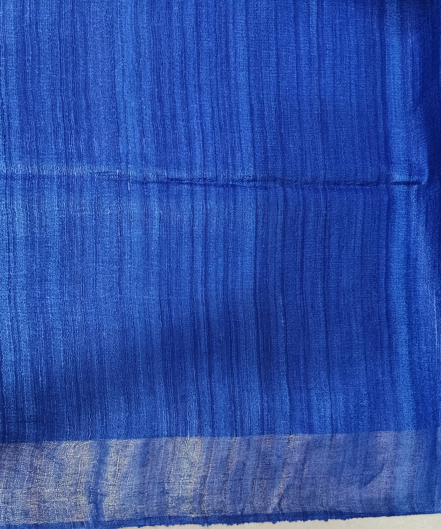 Royal Blue Zari Border Handloon Tussar Ghicha Silk Saree