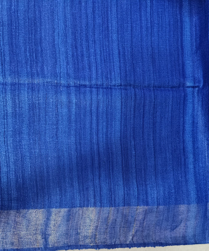 Royal Blue Zari Border Handloon Tussar Ghicha Silk Saree