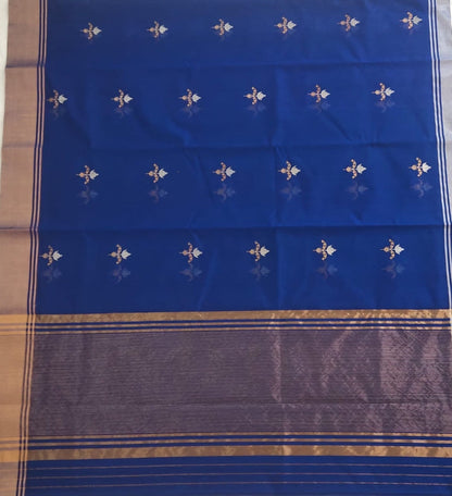 Royal Blue Handloom Chanderi Saree with Golden Zari1