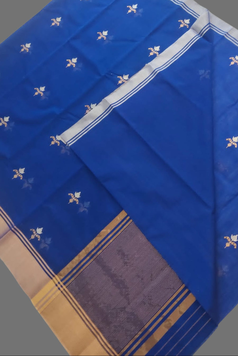 Royal Blue Handloom Chanderi Saree with Golden Zari2