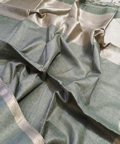 Sage Green Kota Viscose Silk Saree with Tissue Pallu