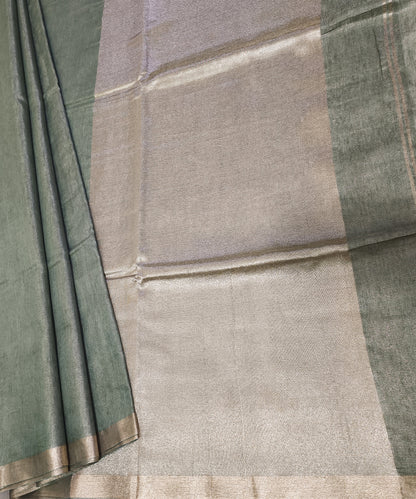Sage Green Kota Viscose Silk Saree with Tissue Pallu