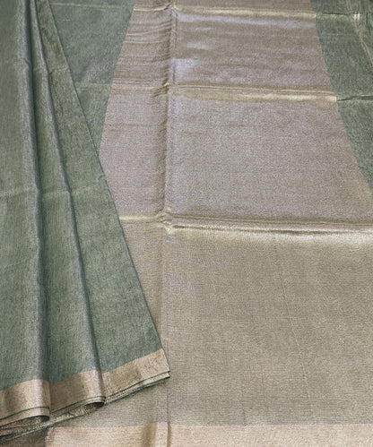 Sage Green Kota Viscose Silk Saree with Tissue Pallu
