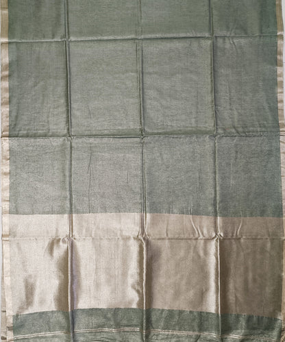 Sage Green Kota Viscose Silk Saree with Tissue Pallu