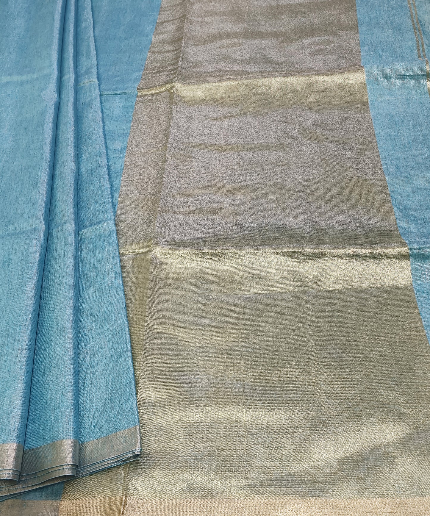 Sky Blue Kota Viscose Silk Saree with Tissue Pallu