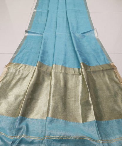 Sky Blue Kota Viscose Silk Saree with Tissue Pallu