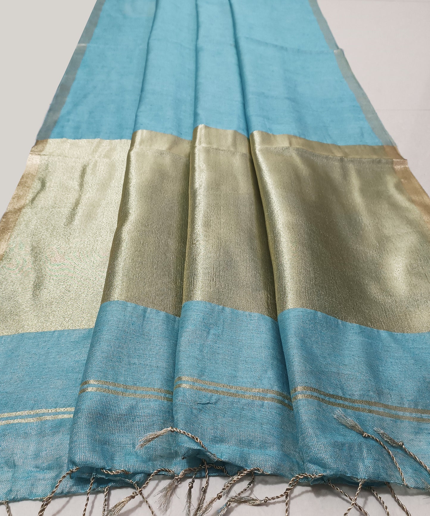 Sky Blue Kota Viscose Silk Saree with Tissue Pallu