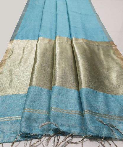 Sky Blue Kota Viscose Silk Saree with Tissue Pallu