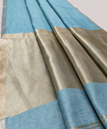 Sky Blue Kota Viscose Silk Saree with Tissue Pallu