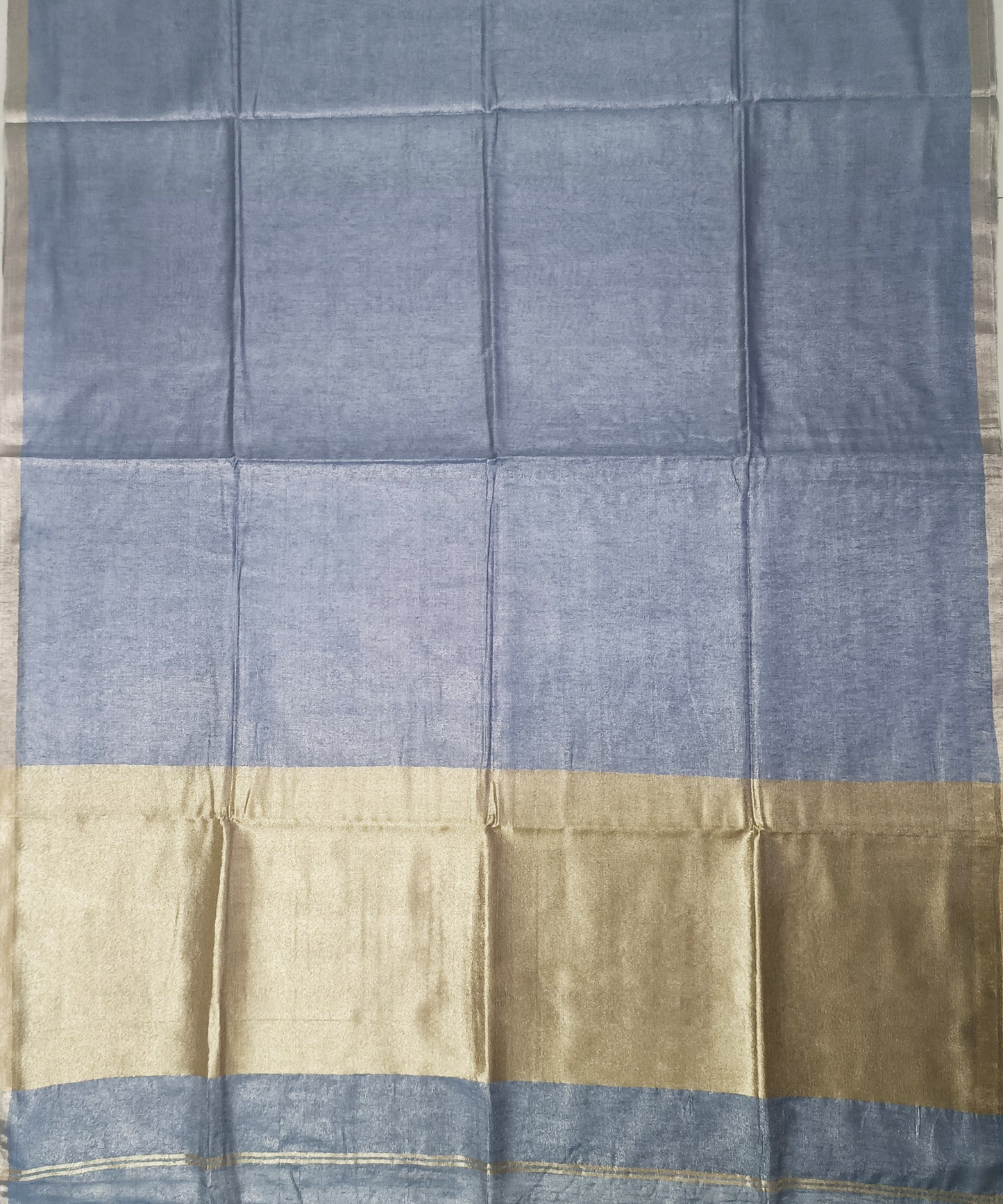 Slate Blue Kota Viscose Silk Saree with Tissue Pallu