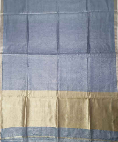 Slate Blue Kota Viscose Silk Saree with Tissue Pallu