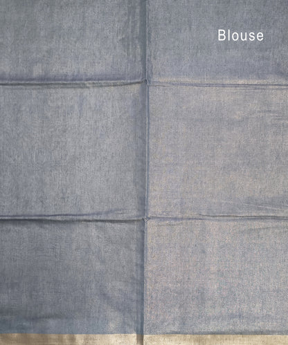 Slate Blue Kota Viscose Silk Saree with Tissue Pallu