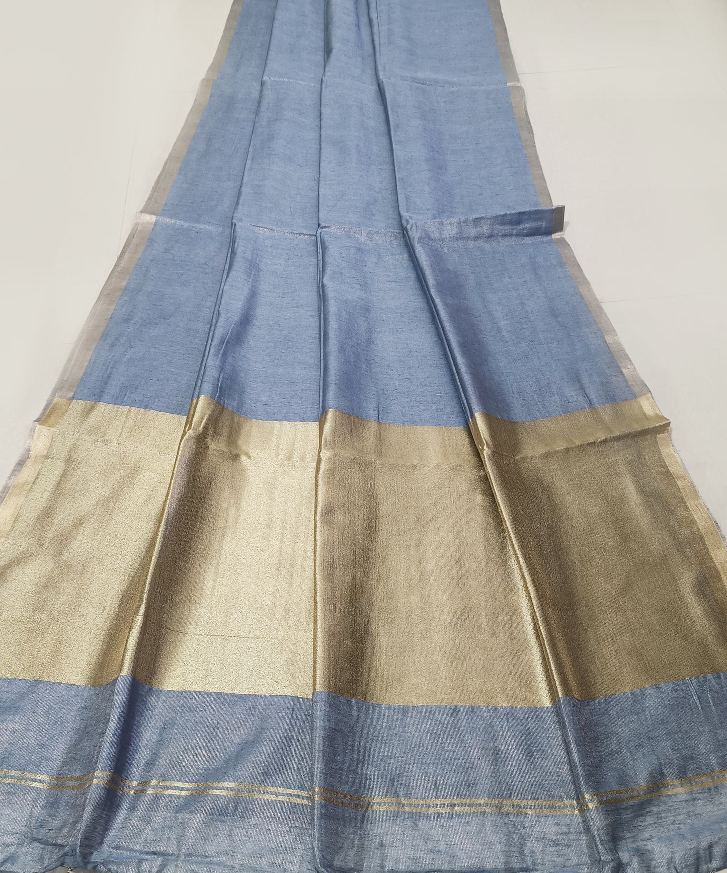 Slate Blue Kota Viscose Silk Saree with Tissue Pallu