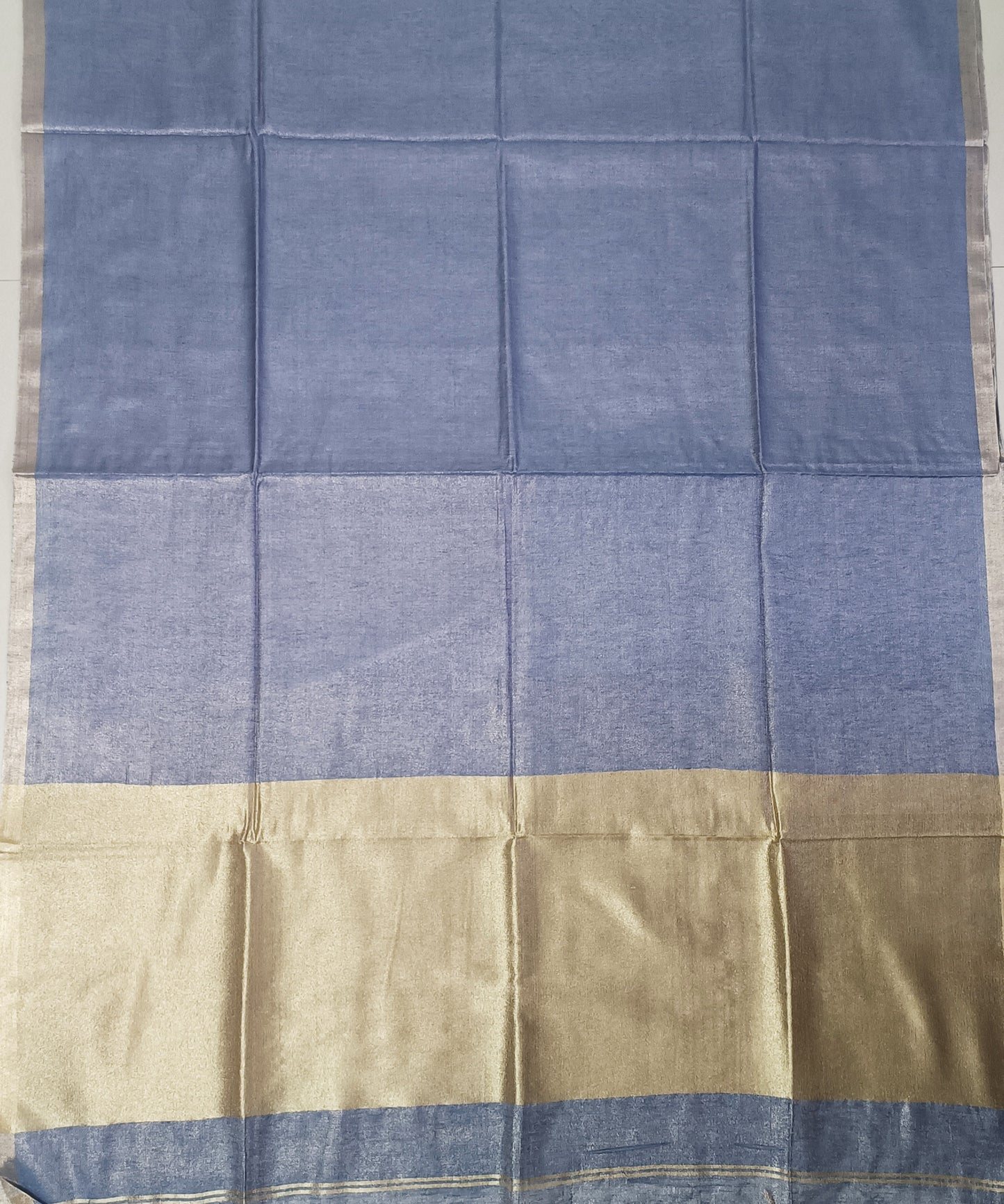 Steel Blue Kota Viscose Silk Saree with Tissue Pallu