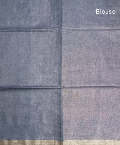 Steel Blue Kota Viscose Silk Saree with Tissue Pallu