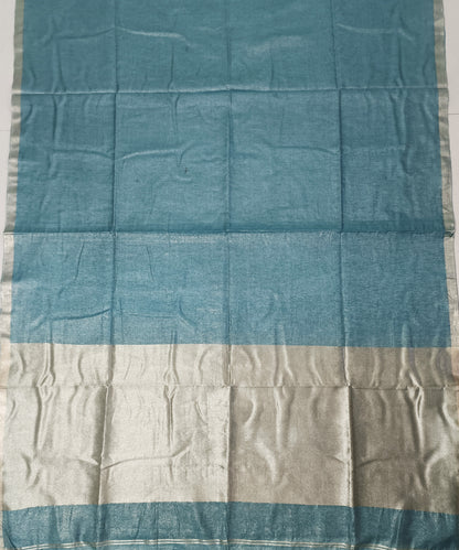 Teal Blue Kota Viscose Silk Saree with Tissue Pallu