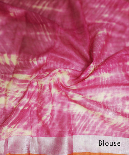 Tie and Dye Pink Linen Saree