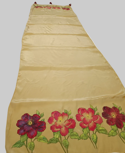 Golden Ember Hand-Painted Crepe Silk Stole