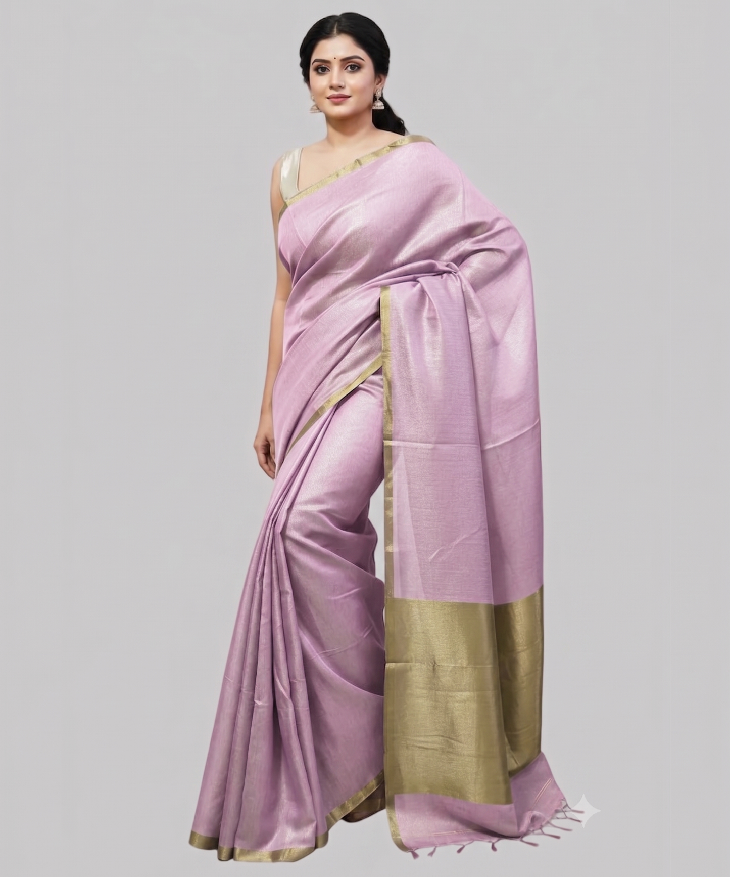 Pastel Pink Kota Viscose Silk Saree with Tissue Pallu