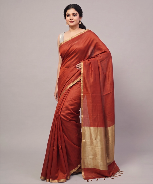 Red Kota Viscose Silk Saree with Tissue Pallu