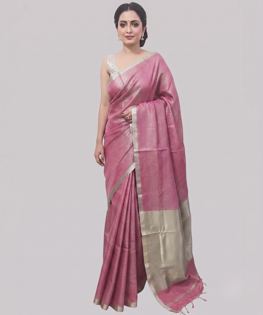 Pink Kota Viscose Silk Saree with Tissue Pallu