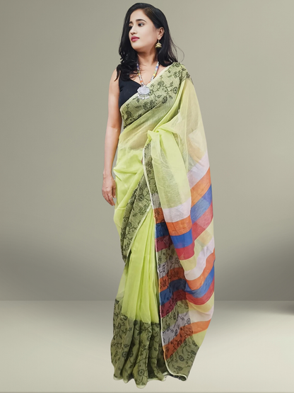 Rainbow Stripes Kota Viscose Saree