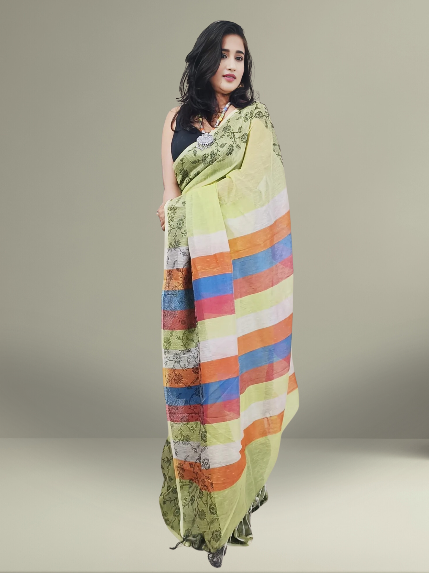 Rainbow Stripes Kota Viscose Saree