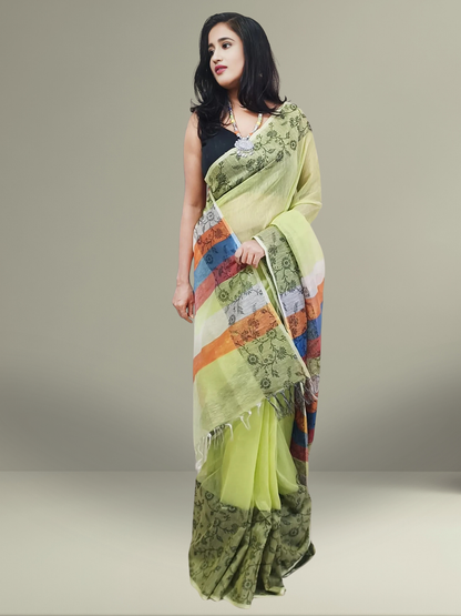 Rainbow Stripes Kota Viscose Saree
