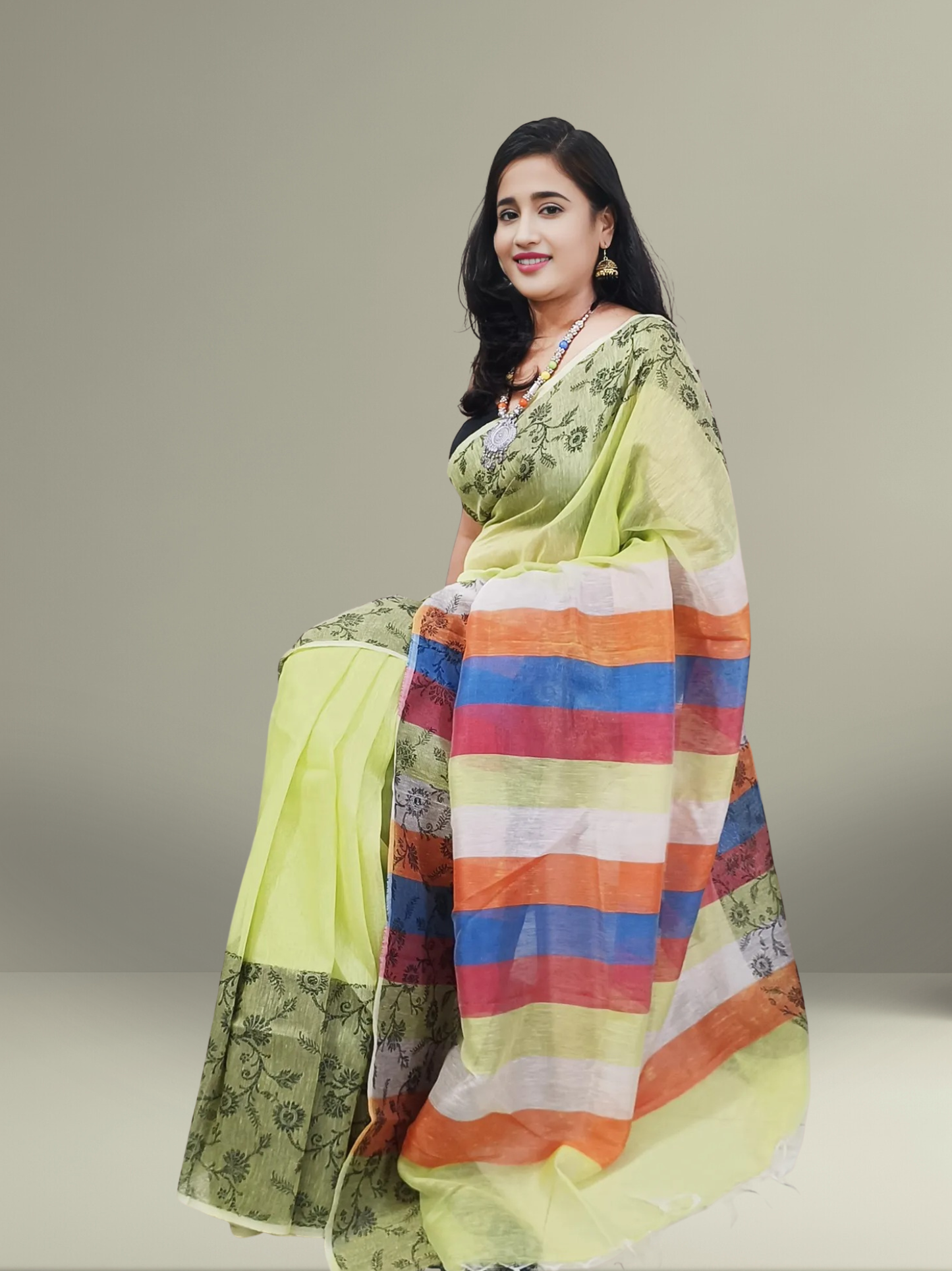 Rainbow Stripes Kota Viscose Saree