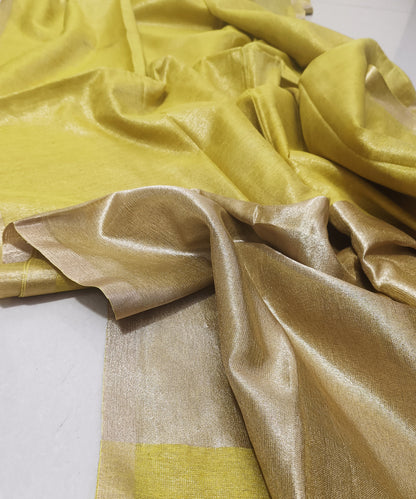 Yellow Kota Viscose Silk Saree with Tissue Pallu