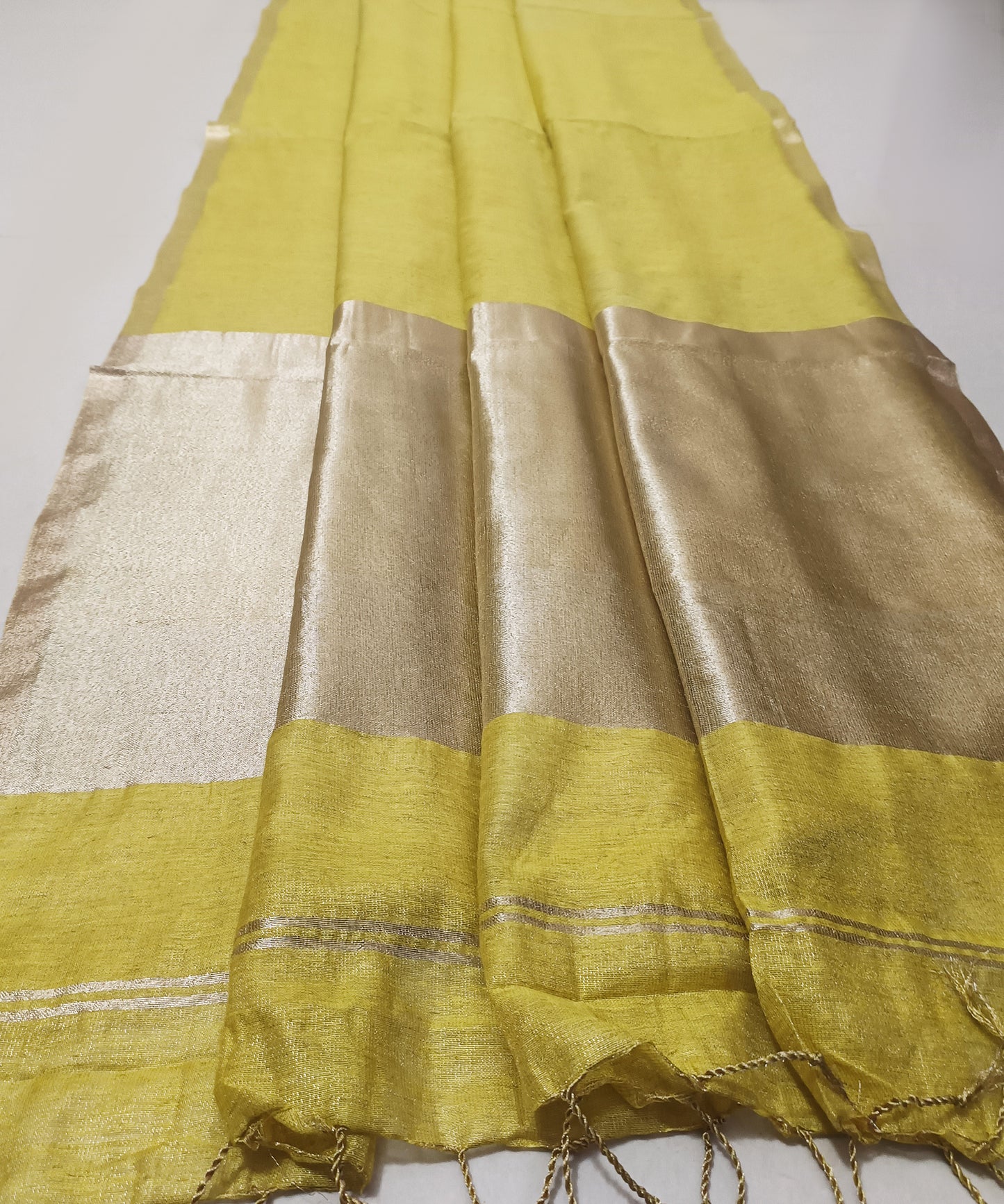 Yellow Kota Viscose Silk Saree with Tissue Pallu