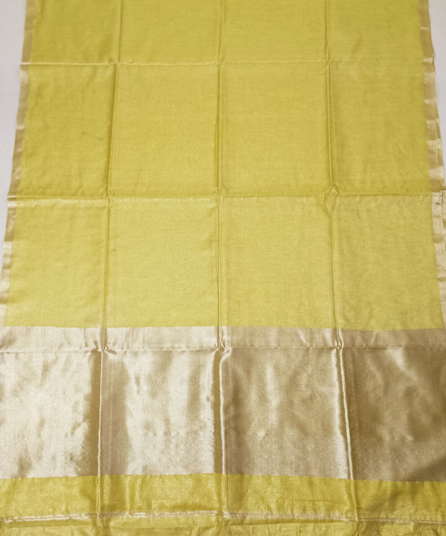 Yellow Kota Viscose Silk Saree with Tissue Pallu