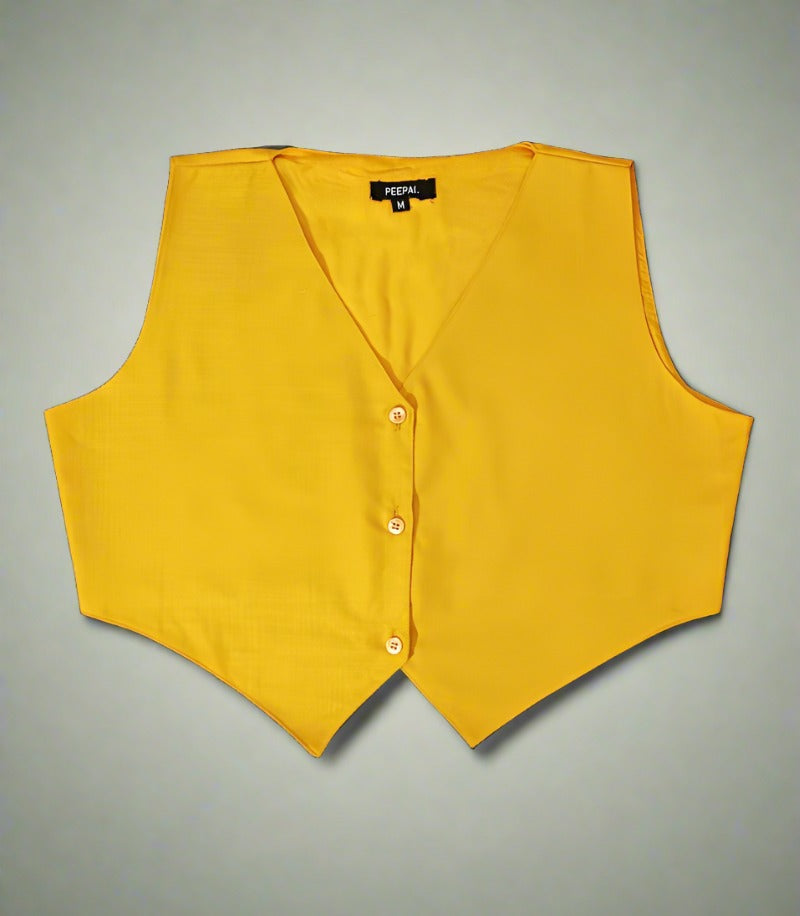 Mustard Women Waistcoat | Peepal Clothing