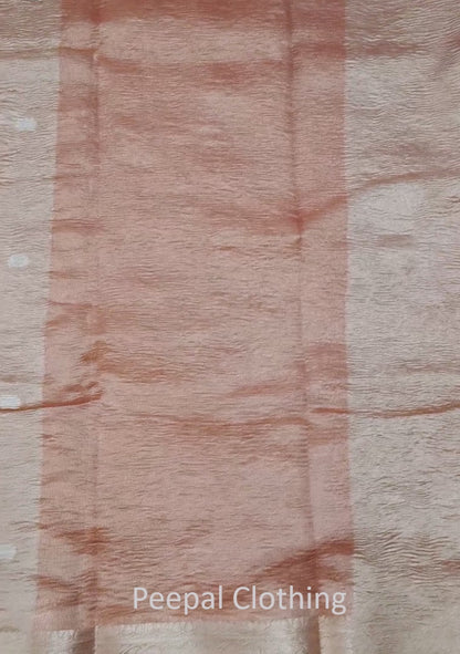 Orange Banarasi Crush Tissue Saree