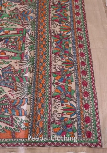 Doli with Kanhar Madhubani Hand Painted Silk Saree