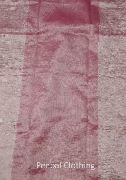 Rose Banarasi Crush Tissue Saree