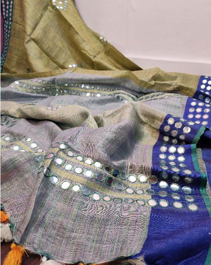 Buy Handloom Pure Linen Saree Online: www.peepalclothing.com