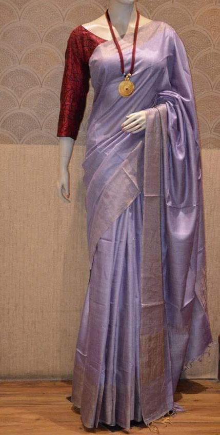  Lavender Tusaar Munga Silk Saree | Peepal Clothing