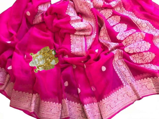 Buy Pure Banarasi Chiffon Saree at www.peepalclothing.com