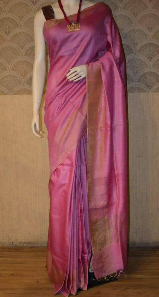 Magenta Tusaar Munga Silk Saree | Peepal Clothing