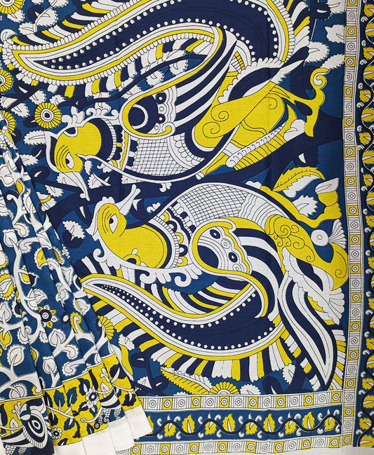 Bagru Printed Cotton Mulmul Saree | Peepal Clothing