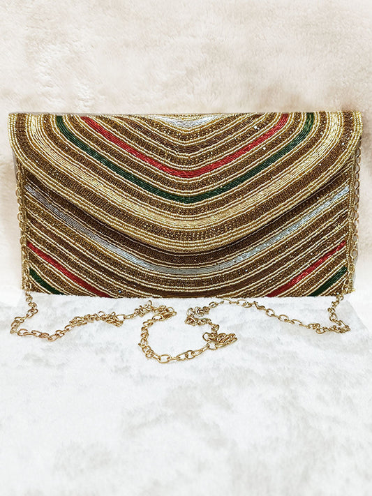 Beige Embroidered Clutch | Peepal Clothing
