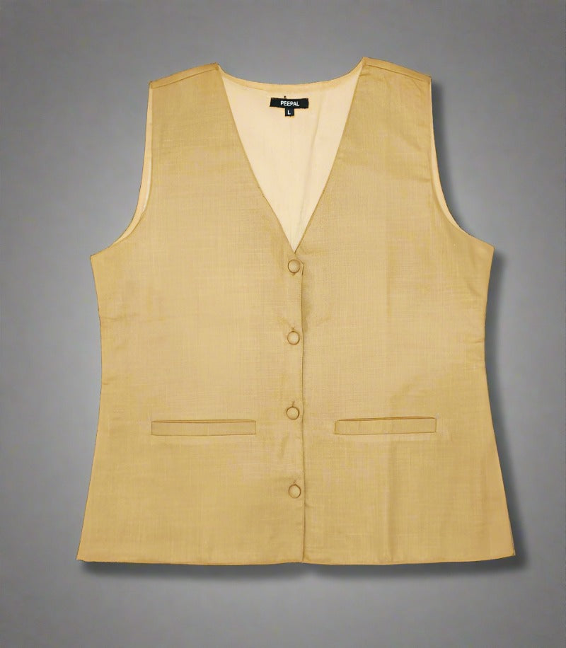 Beige Women's Waistcoat | Peepal Clothing