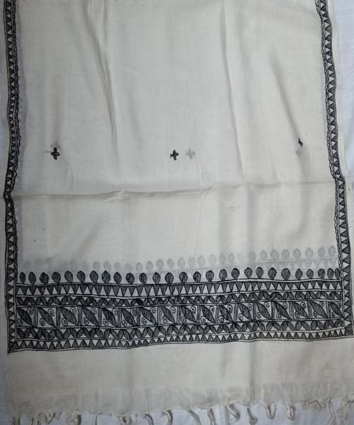 Madhubani Painted Cotton Stole | Peepal Clothing