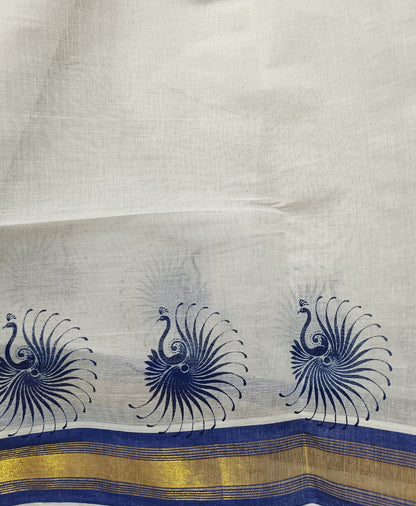 Mural Printed Kerala Cotton Saree | Peepal Clothing