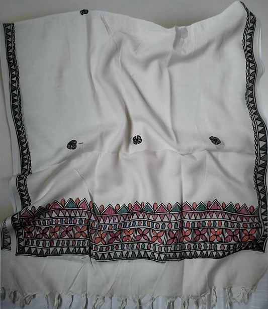 Madhubani Painted Cotton Stole | Peepal Clothing