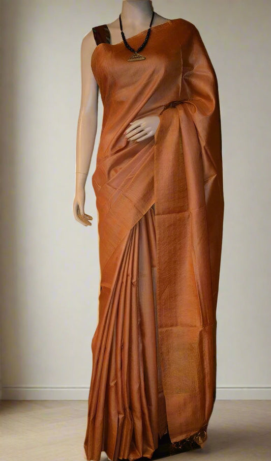 Bronze Tussar Munga Silk Saree