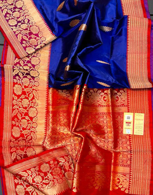 Brunnera Pure Katan Silk Saree Featuring Weaved Buta | Peepal Clothing