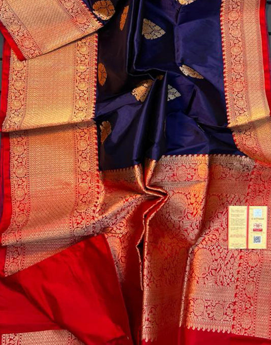 Clematis Pure Katan Silk Saree Featuring Weaved Buta | Peepal Clothing